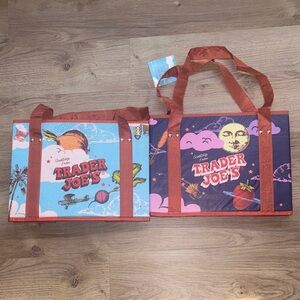 Trader Joe's Stand-Up Collapsible Grocery Tote Bags 6 Gallon 2-Pack Multicolor